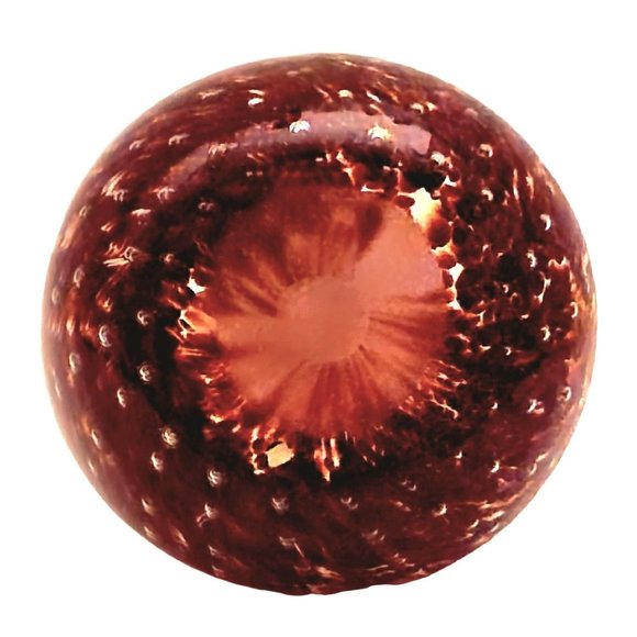 Vintage Paperweight Brown & Amber Speckled Blown Glass Eye Style Flower Image - Picture 8 of 8